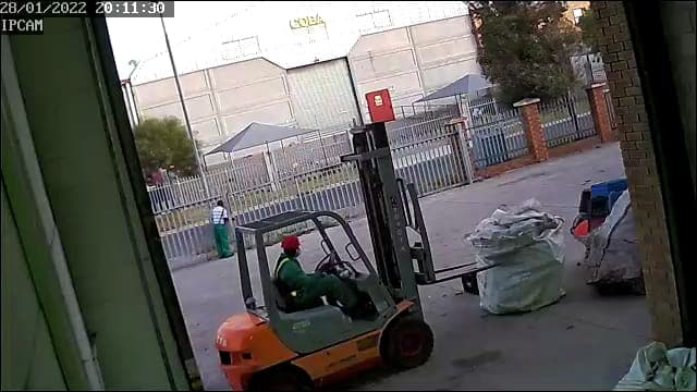 Forklift moving a bulk bag at the WasteGo Green depot entrance